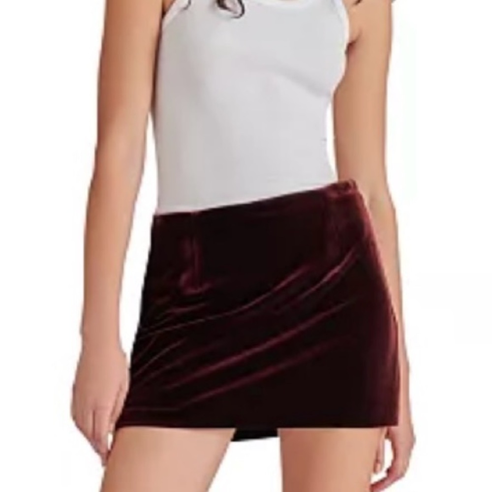 Steve Madden Burgundy Velvet Mini Skirt